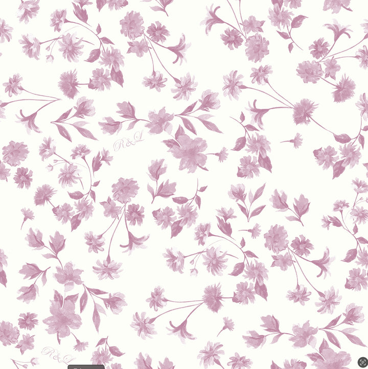 Kerelin, midi skirt made of ivory crepe de chine with small light pink flowers