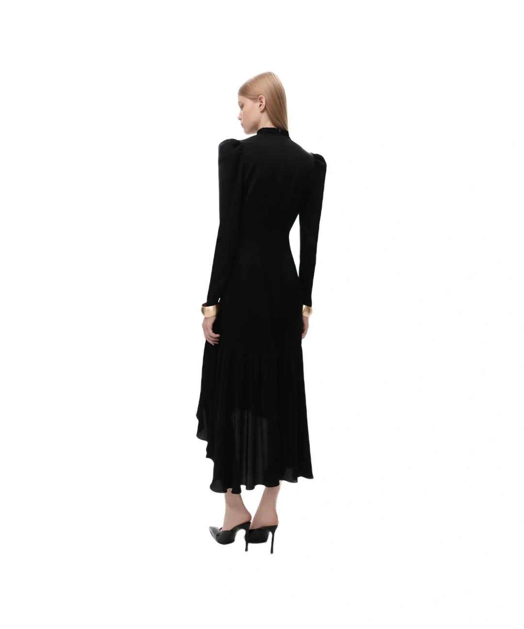 BEAH, BLACK RAYON MIDI DRESS