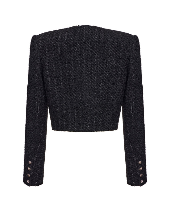 Pionella, straight tweed blazer with lurex