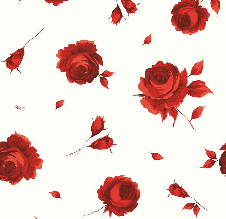 Leticia, headscarf made of ivory chiffon with red flowers